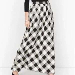 NWT Talbots Black and White Buffalo Check Maxi Skirt